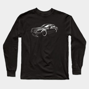 E30 Classic Coupe White On Black Long Sleeve T-Shirt